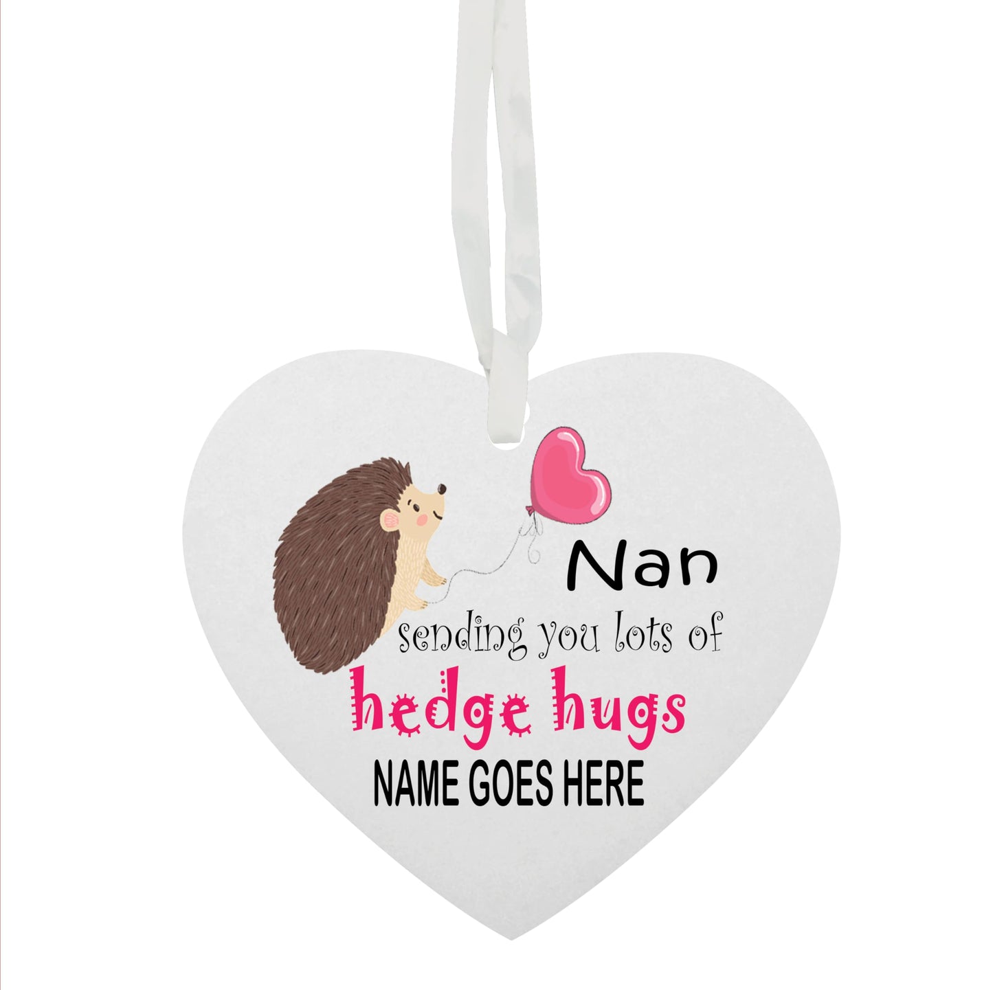 Nanny Grandma Nan Nanna Personalised Sending You Lots Of Hedge Hugs Hanging Heart Ceramic Keepsake