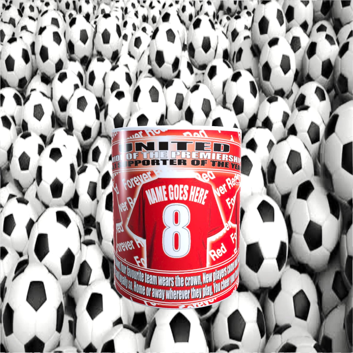 Manchester Reds Personalised Football Shirt Mug Gift with Chocolate Footballs