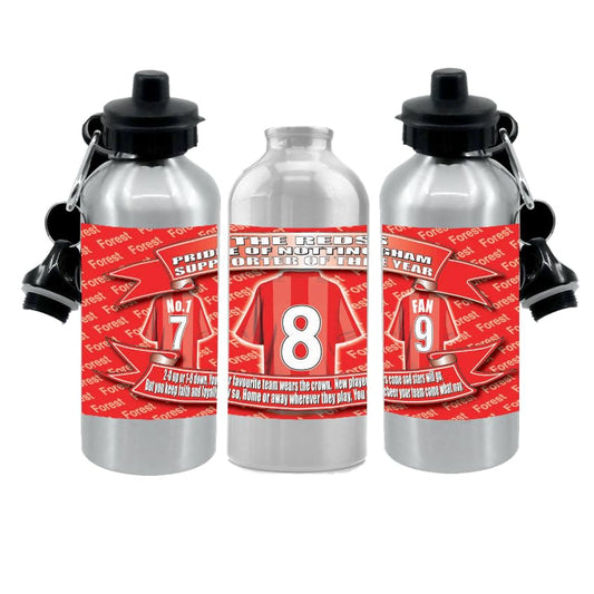 Notting(ham) Football Shirt Silver Aluminium Two Lid Unisex Water Bottle Gift