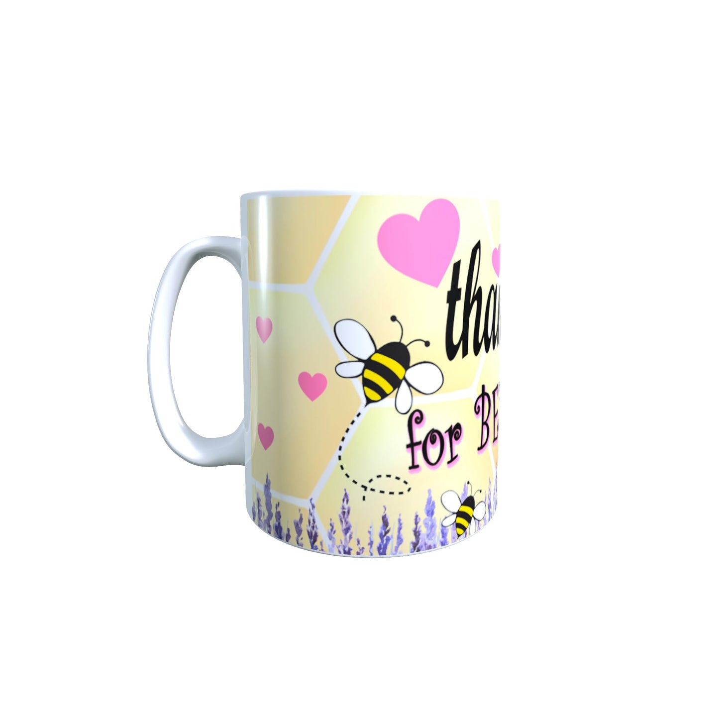 Honeycomb Yellow Pink Love Hearts Valentine's Day Any Occasion Mug Gift