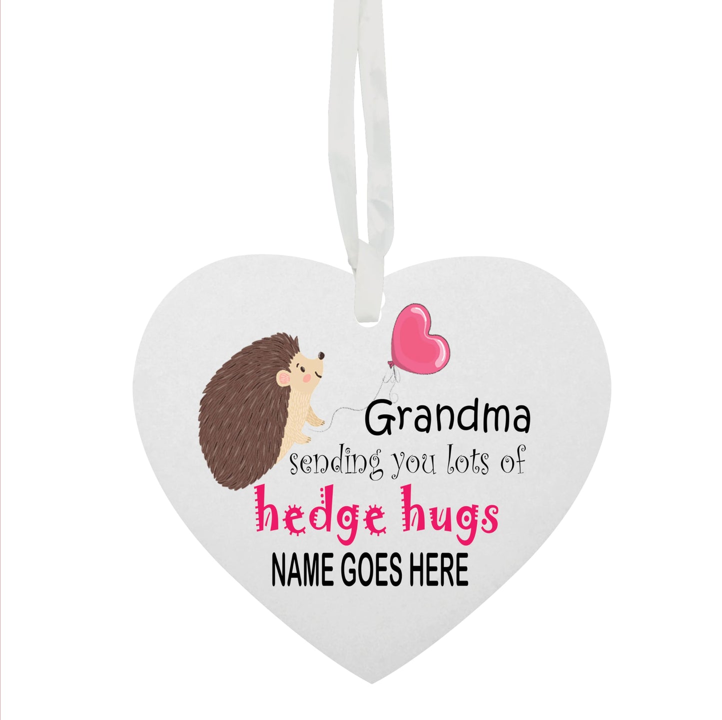 Nanny Grandma Nan Nanna Personalised Sending You Lots Of Hedge Hugs Hanging Heart Ceramic Keepsake