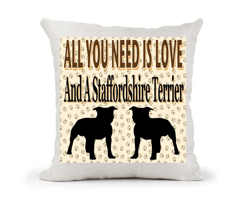 All You Need Is Love And A Staffordshire Country Canvas Style Cushion Cover Gift