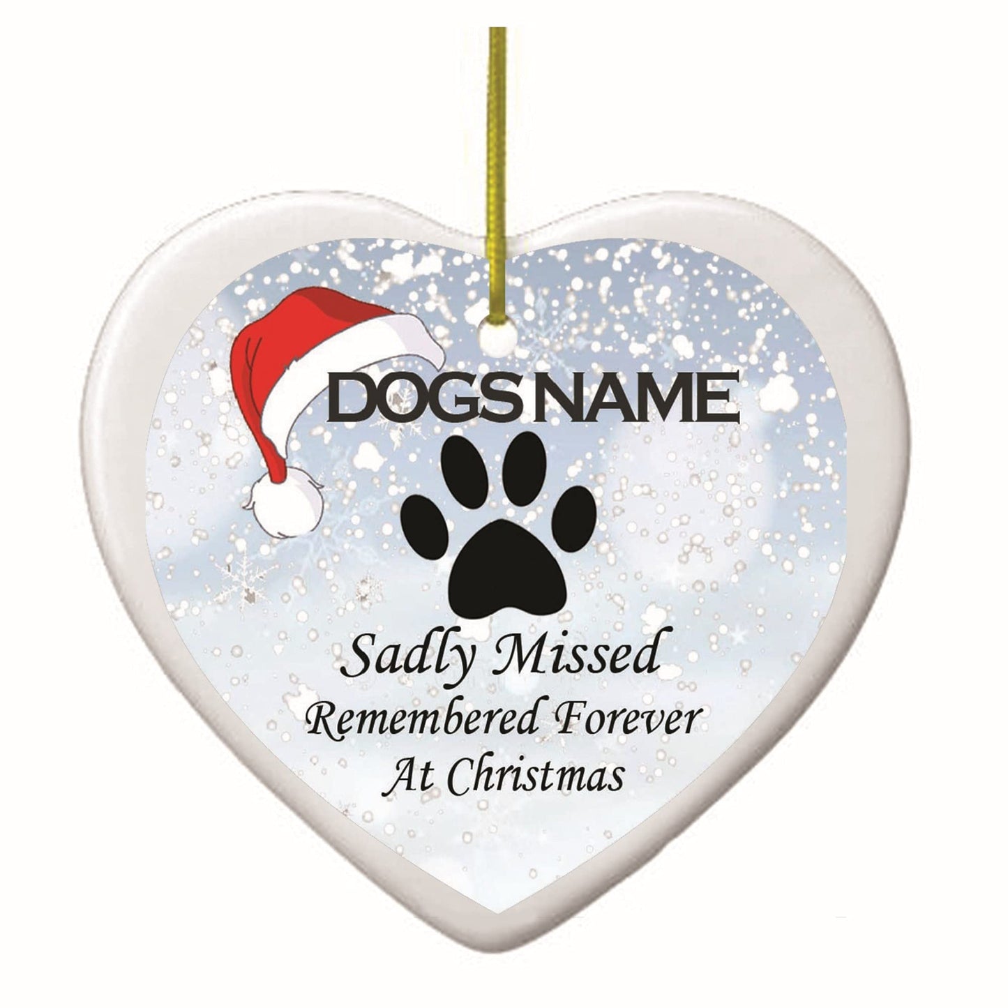 Dog Paw Print Personalised Ceramic Christmas Tree Memorial Hanging L M