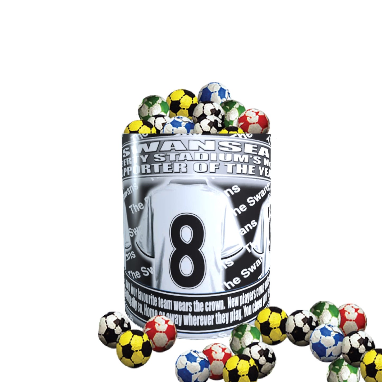 Swansea Football Team Shirt Mug Gift with Chocolate Footballs