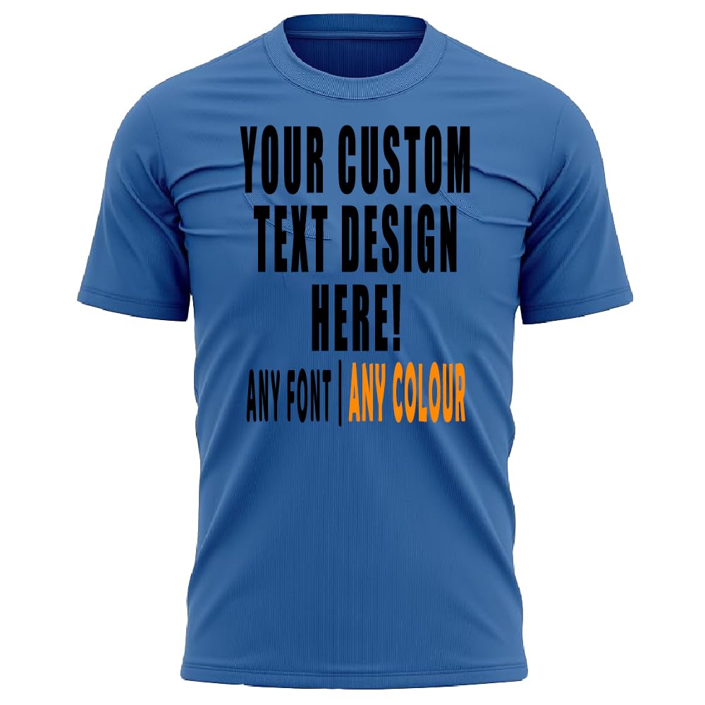 Personalised Bespoke Text Design T Shirt Mens Unisex Fit Any Colour or Font Top Tee Black