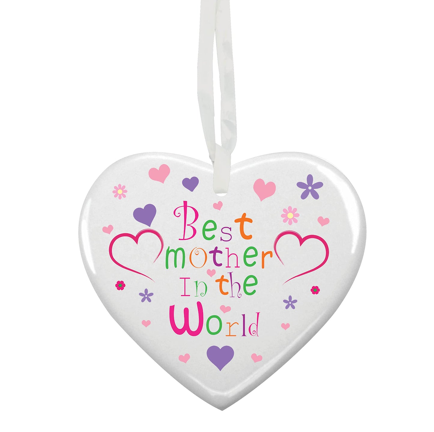 Best In The World Mother Customised Hanging Heart Ceramic Keepsake Gift - (More Relative Options Are Available)