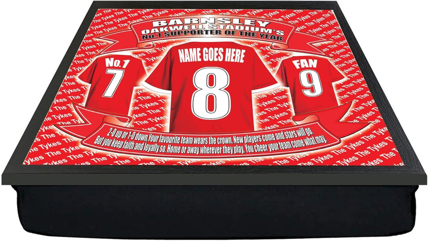 Barnsley Personalised Football Club Shirt Lap Tray And Mug Gift Set