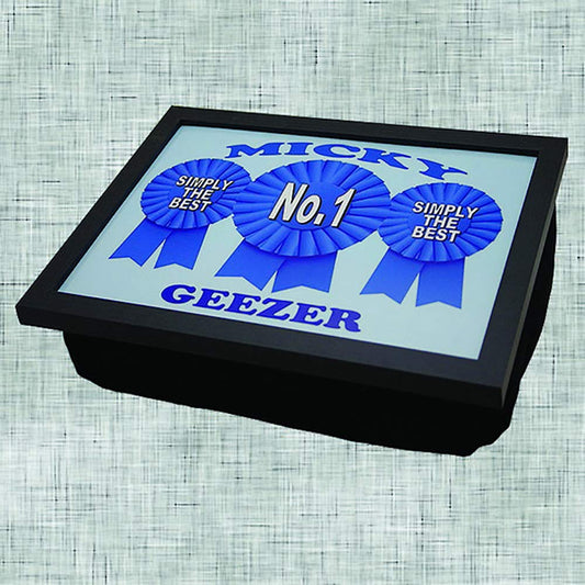 No.1 Geezer Rosette Personalised Lap Tray Gift