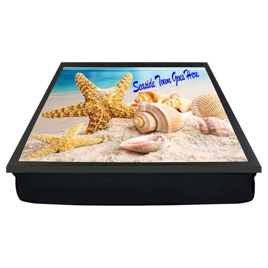 Seashells on the Seashore Personalised Soft Cushion Lap Tray Gift