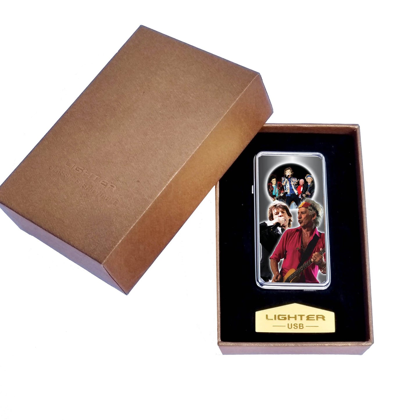 Rolling S Icon Rechargeable Gift Boxed Silver Metal USB Lighter