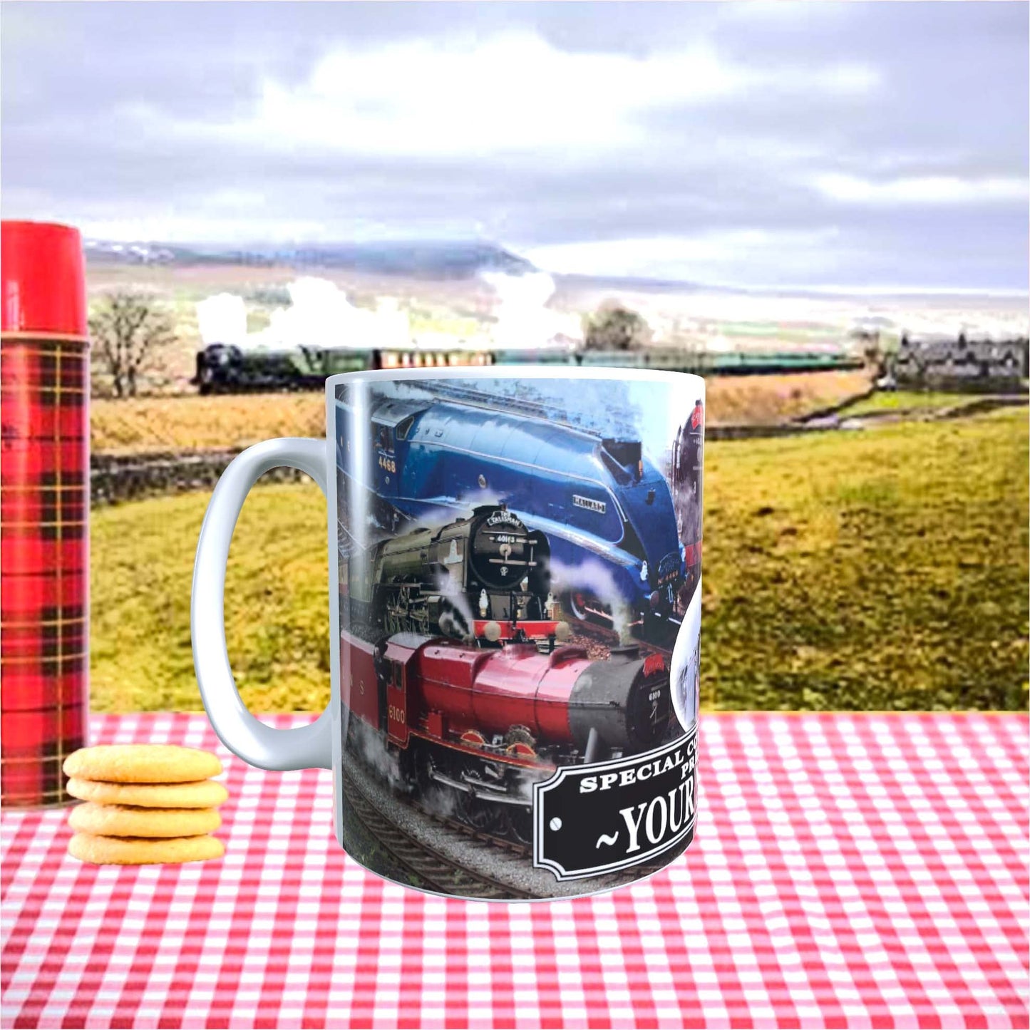 Classic Steam Locomotive Train Personalised Mug Gift, Multicolour