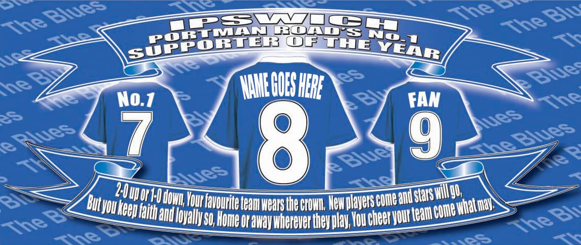 Ipswich Personalised Football Shirt Silver Aluminium Two Lid Unisex Water Bottle Gift