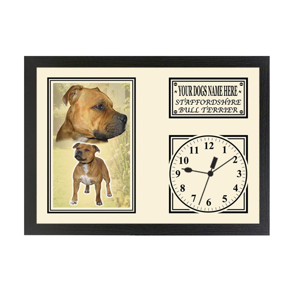 Brown Staffordshire Bull Terrier Personalised Dog Breed Gift Clock
