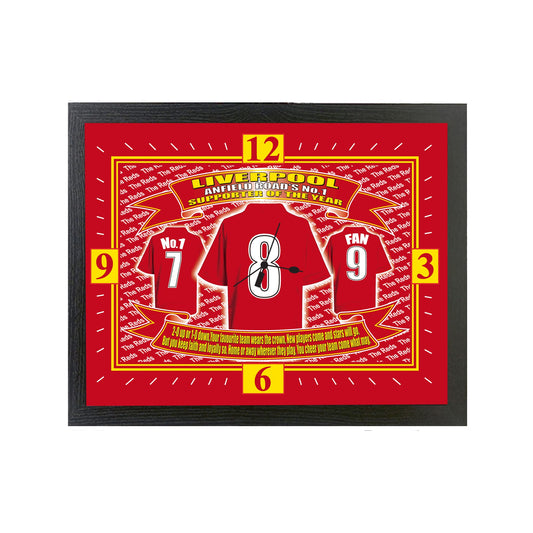Liverpool Football Shirt Clock Gift Present - Rectangular Mantel Clock - Red, White - Wall Mountable - Battery Powered - Indoor Use - Casual Style