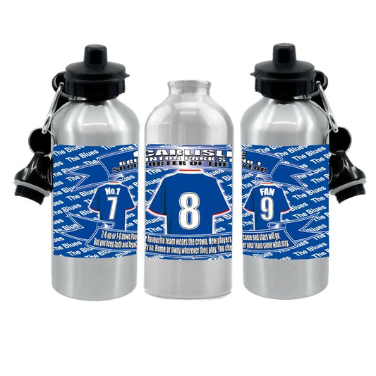 Carlisle Football Shirt Silver Aluminium Two Lid Unisex Water Bottle Gift