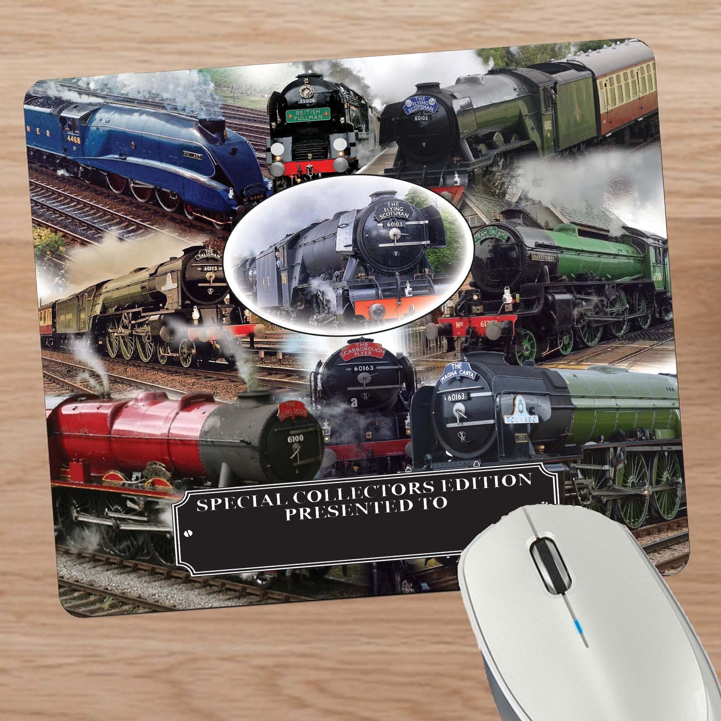 Classic Iconic Steam Locomotive Trains Personalised Mouse Mat Gift