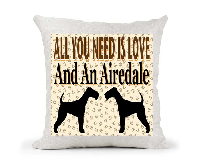 All You Need Is Love And An Airedale Country Canvas Style Cushion Cover Gift