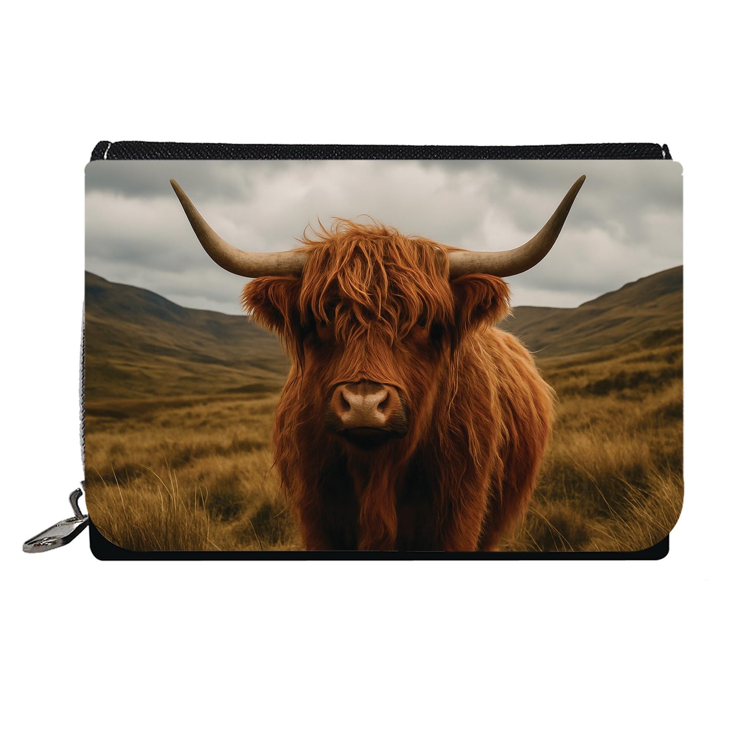 Scottish Highland Cow Purse – Cute Zip Purse with Rustic Cow Print | Compact Coin & Card Holder for Women | Farm Animal Gift with Highland Style