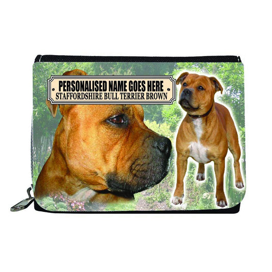 Brown Staffy Staffordshire Bull Terrier Personalised Dog Breed Gift Purse