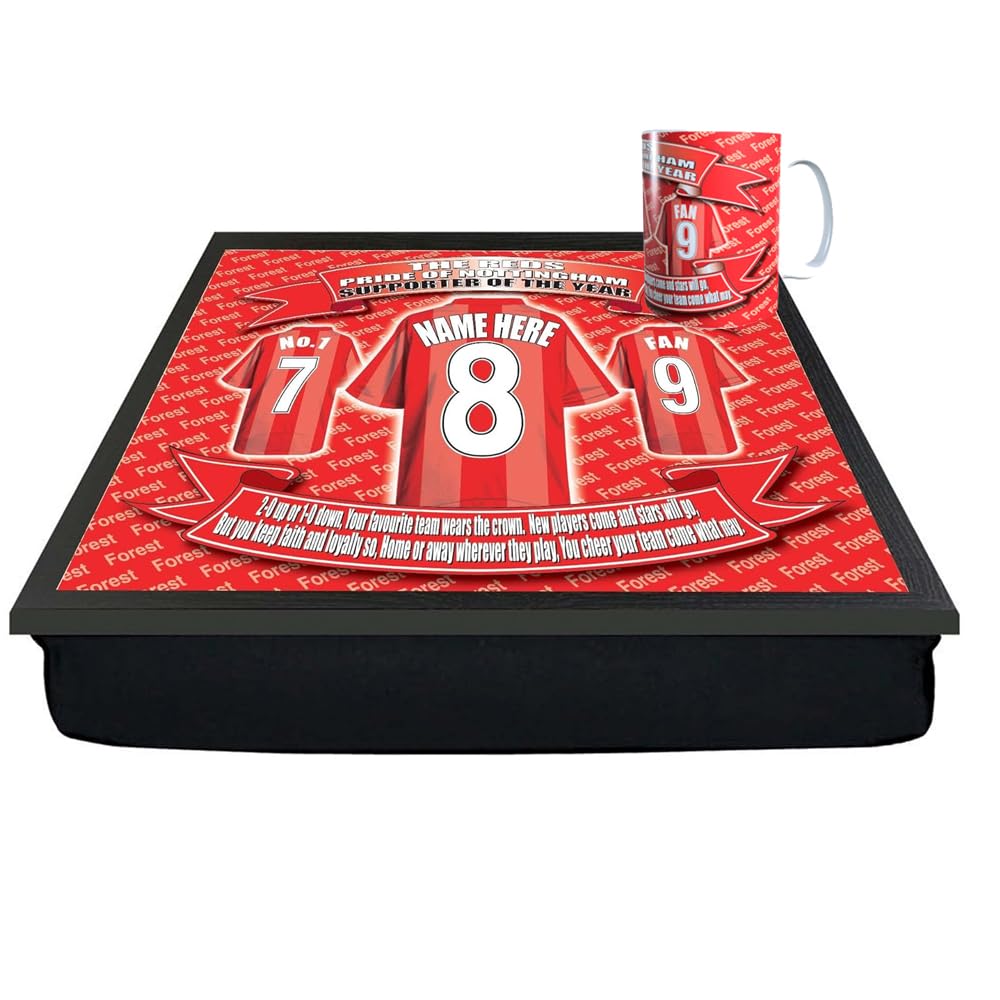 Notts Forest Personalised Football Club Shirt Lap Tray And Mug Gift Set