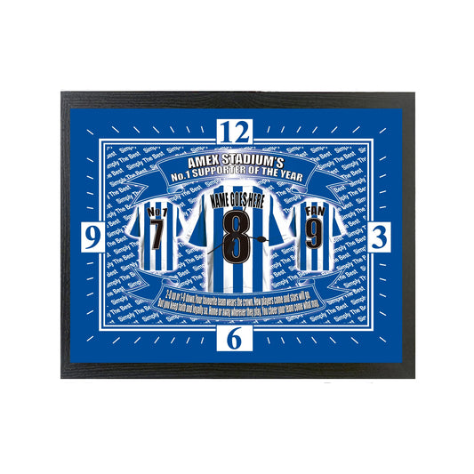 Brighton Football Shirt Personalised Clock Gift Present