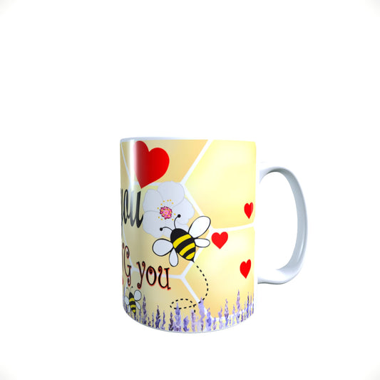 Honeycomb Yellow Red Love Hearts Valentine's Day Any Occasion Mug Gift