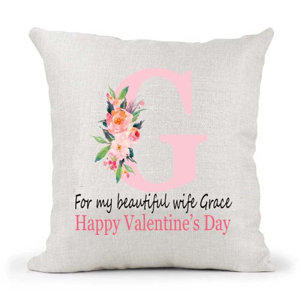 Monogram Personalised Message Grandma loved by Grandkids Names 30th 40th 50th 60th 70th Anniversary Valentines Day Mother's Day Birthday Present Country Canvas Cushion Cover Gift