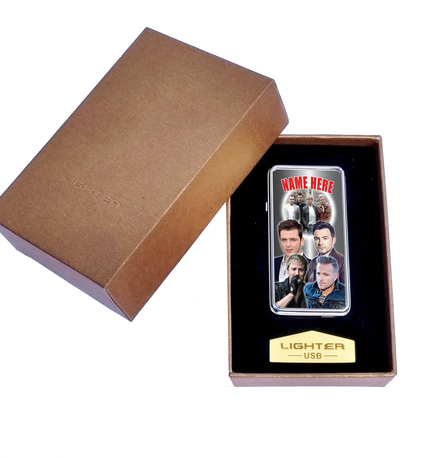 West 'Irish Boy Band' Life Personalised Icon Rechargeable Gift Boxed Silver Metal USB Lighter