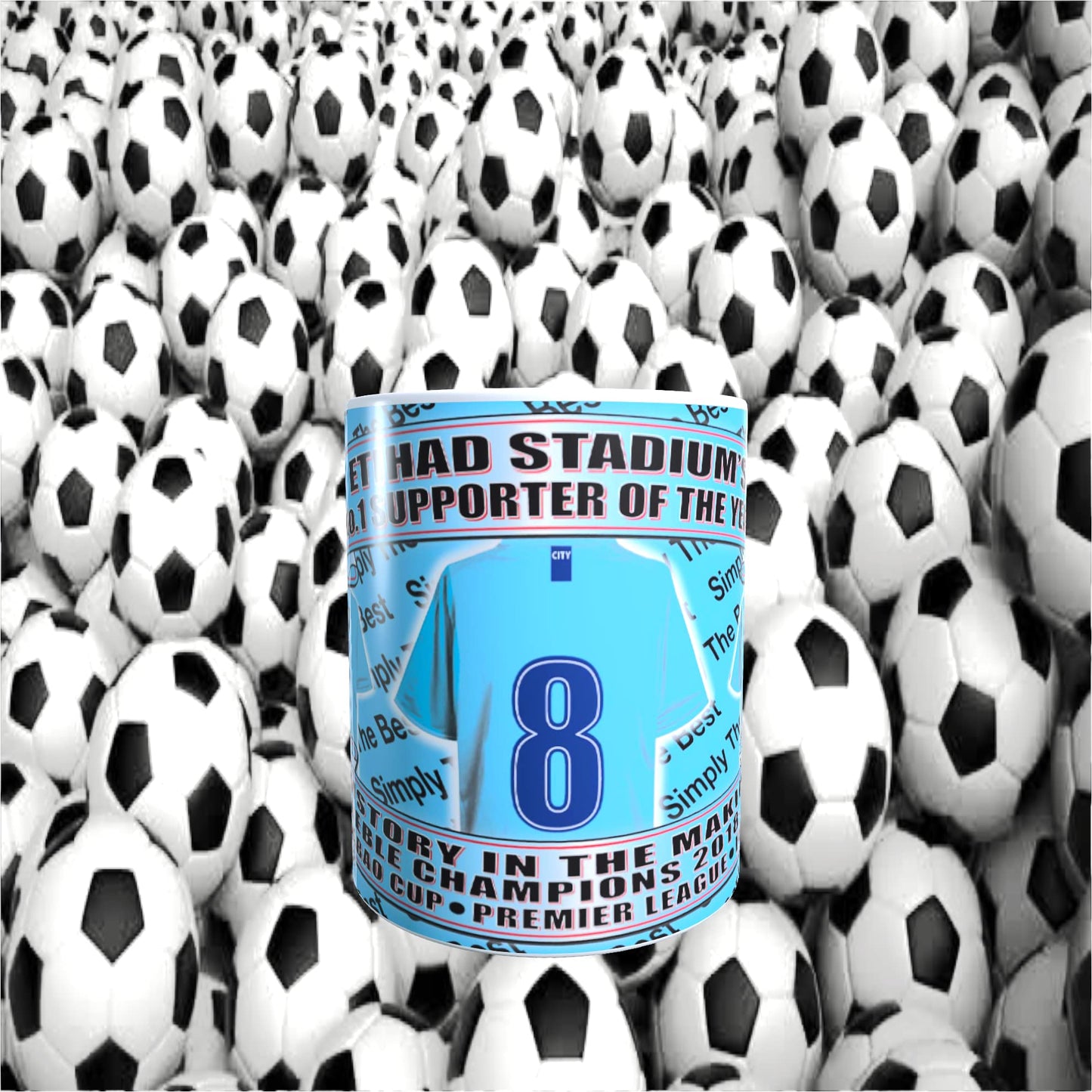 Manchester Blues Football Team Shirt Mug Gift with Chocolate Footballs