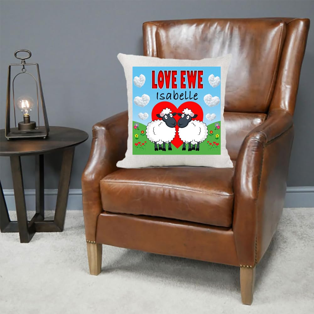 Love Ewe Two Female Sheep Personalised Cute Country Canvas Cushion Cover Gift