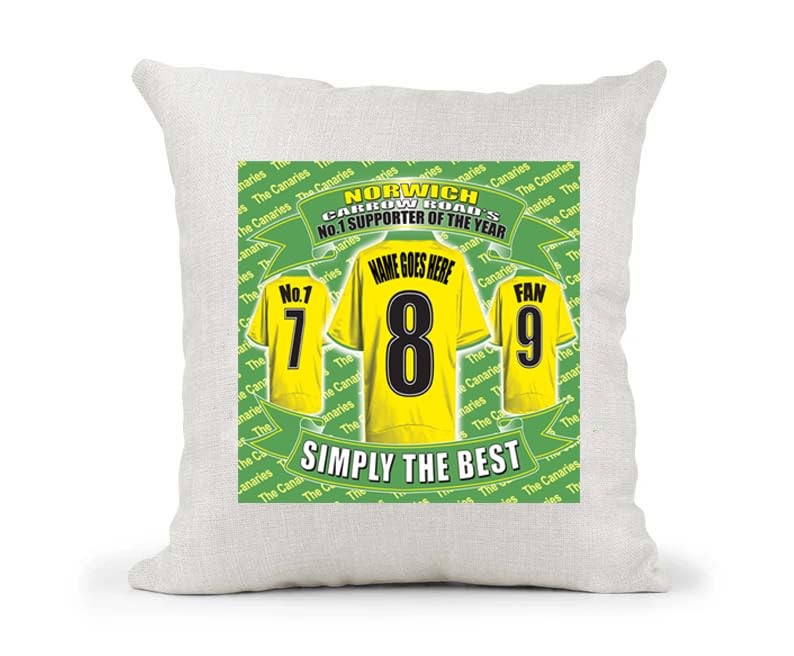 Norwich Personalised Football Country Canvas Style Cushion Cover Gift