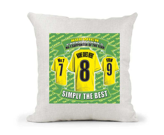 Norwich Personalised Football Country Canvas Style Cushion Cover Gift