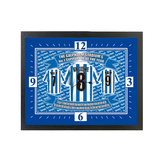 Huddersfield Football Shirt Personalised Clock Gift Present