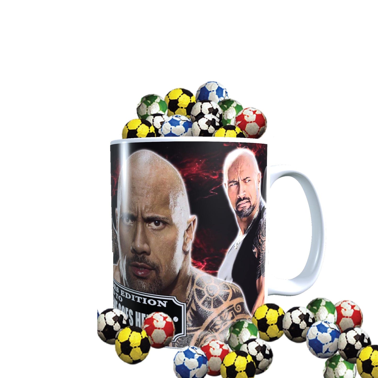 Dwayne Johnson Celebrity Icon Personalised Mug with Choice of Sweets Gift