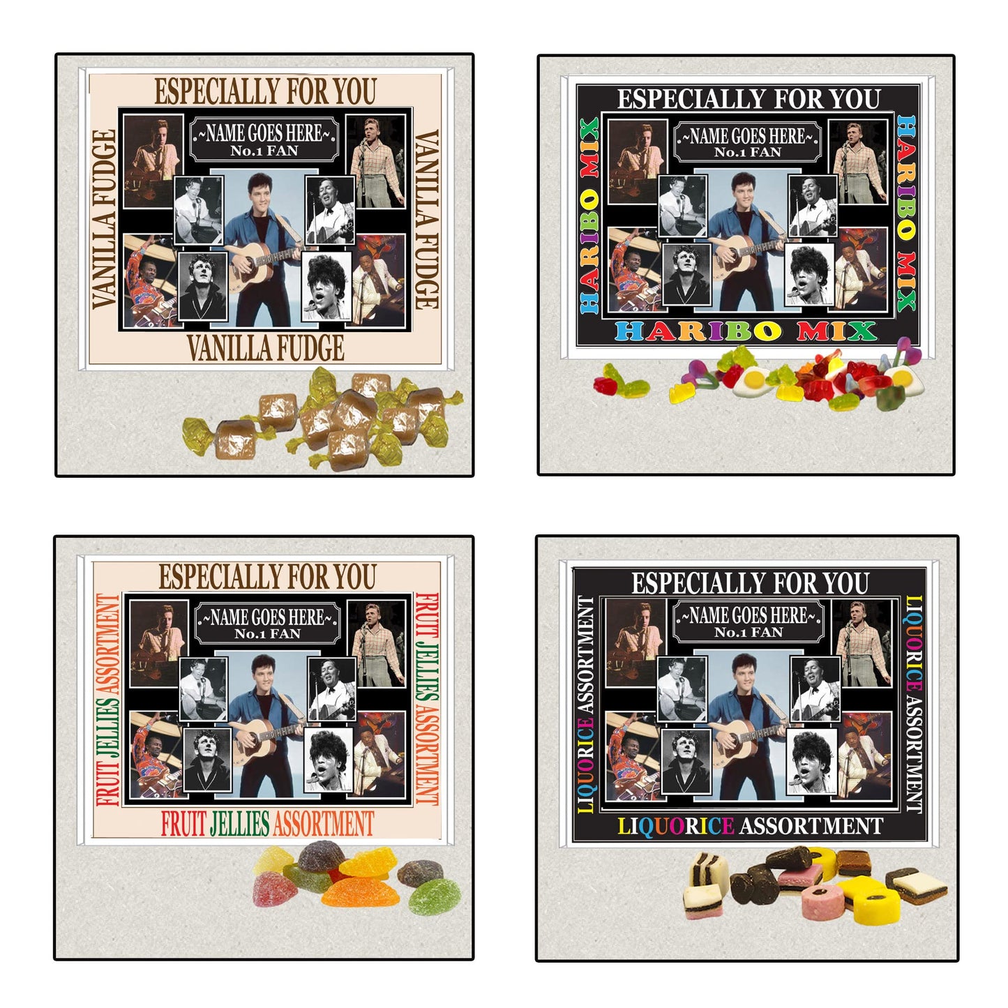 Rock & Roll Greats Celebrity Music Icon Personalised Boxed Sweets Gift Present Choice of Sweets