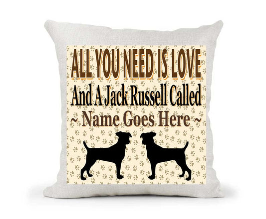 All You Need Is Love And A Jack Russell Personalised Country Canvas Cushion Cover Gift