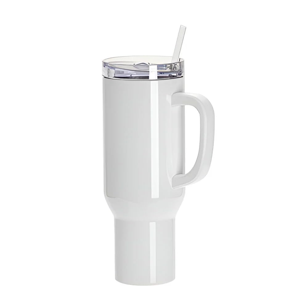 Busy Little Bee Large Unisex 40oz Stainless Steel Travel Cup Tumbler Gift with Carry Handle, Lid and Straw