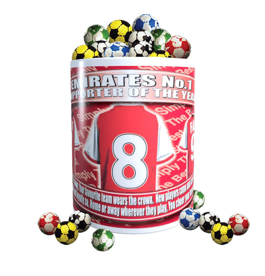 The Gooners Football Team Shirt Mug Gift with Chocolate Footballs