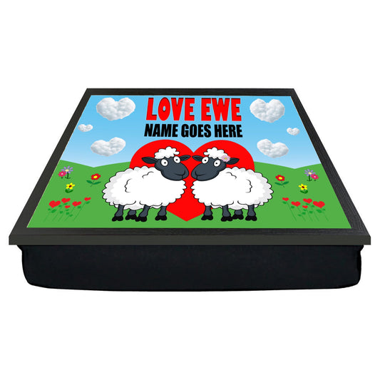 Love Ewe Male and Female Personalised Cute Sheep Cushioned Lap Tray Gift Present