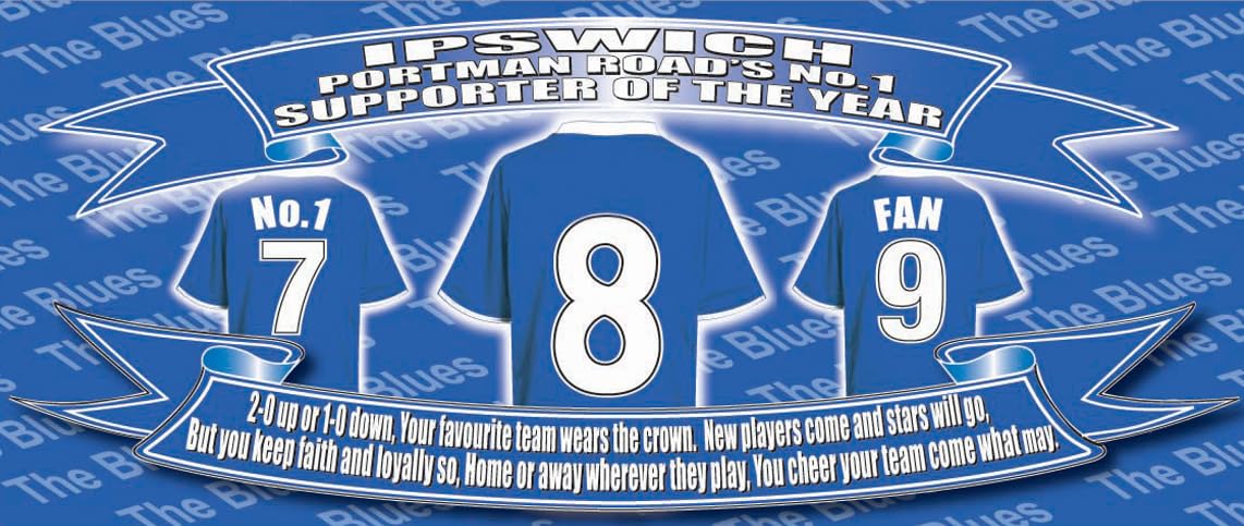 Ipswich Water Bottle - Football Shirt - Silver Aluminium Two Lids - Unisex Gift