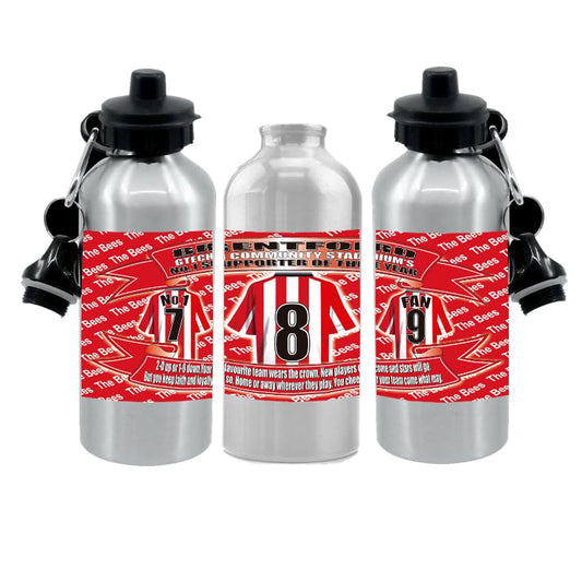 Brentford Football Shirt Silver Aluminium Two Lid Unisex Water Bottle Gift