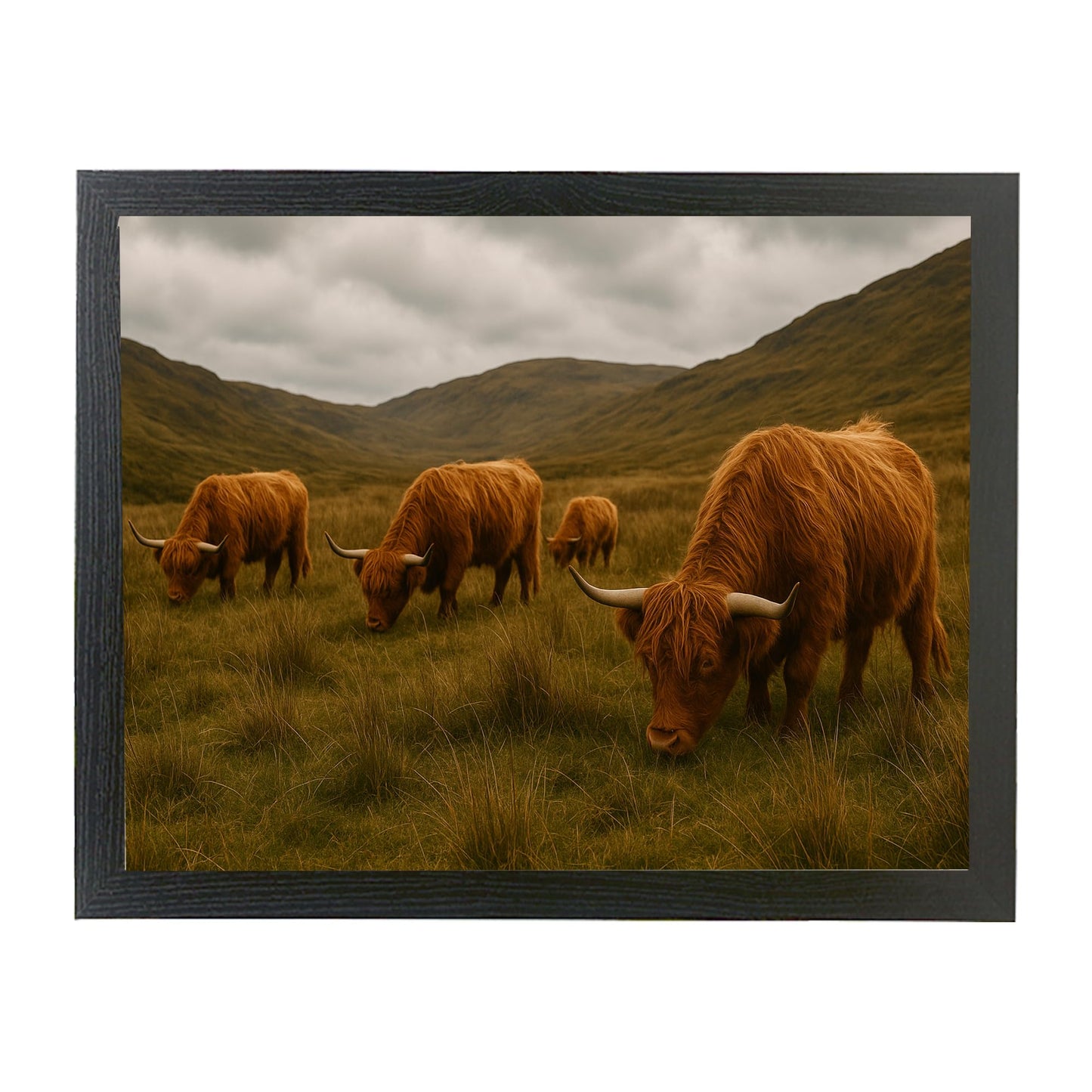 Scottish Highland Cow Lap Tray – Cushioned Laptop and Meal Tray with Bean Bag Base – Comfortable & Stylish Design Featuring Cute Highland Cattle – Ideal for Work, Dining & Crafts