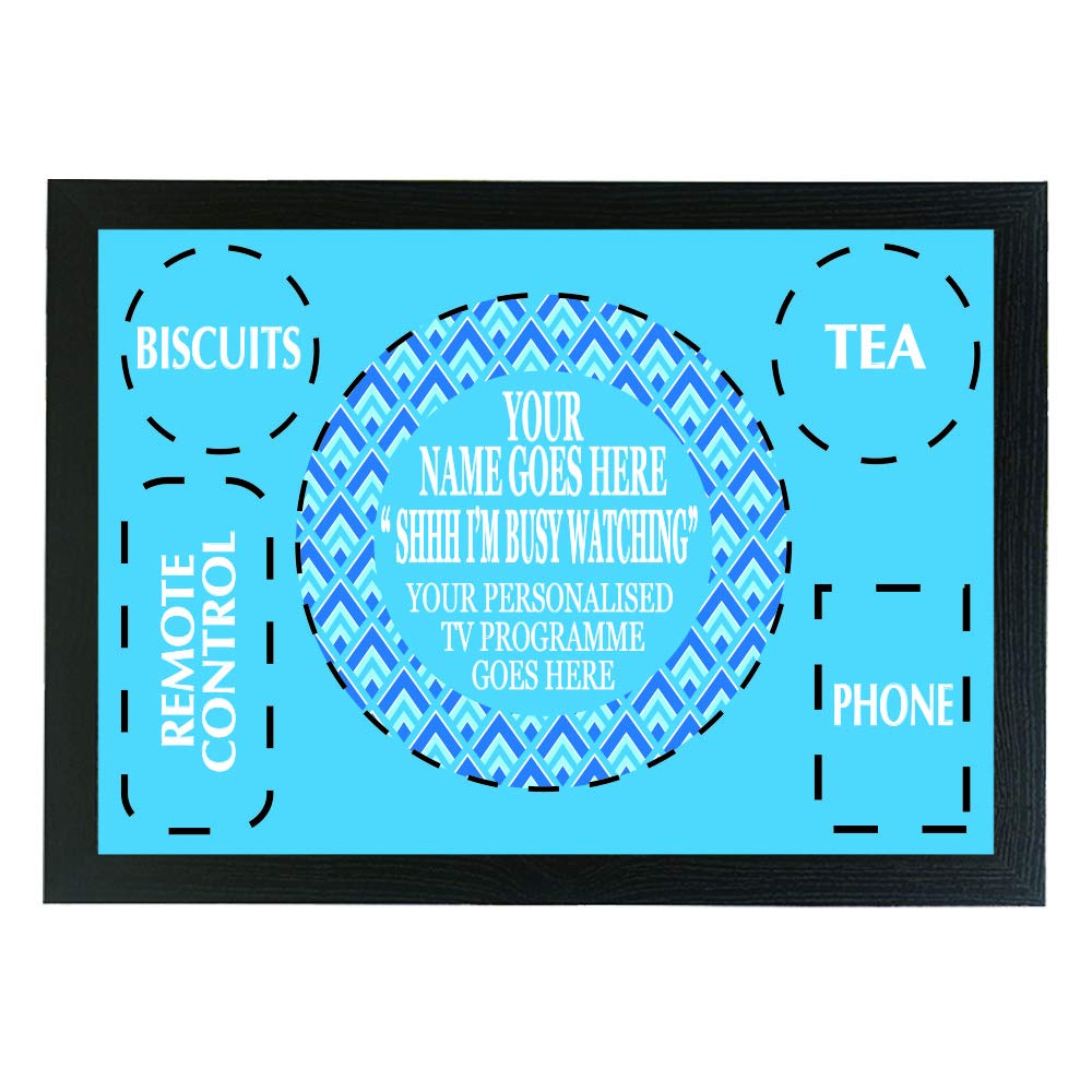 Shhh! I'm watching personalised TV male/female gift tea lap tray (BLUE)