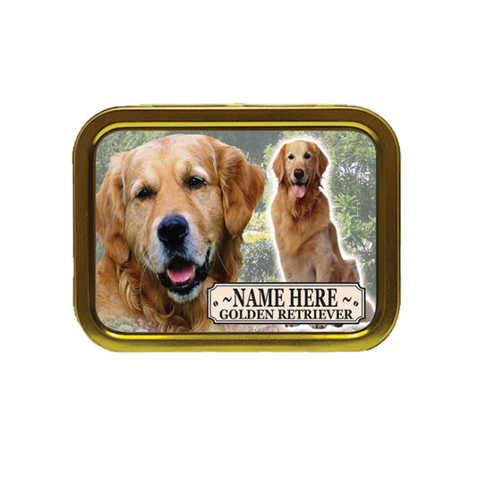 Golden Retriever Dog Breed Personalised Tobacco Tin & Products Gift Set