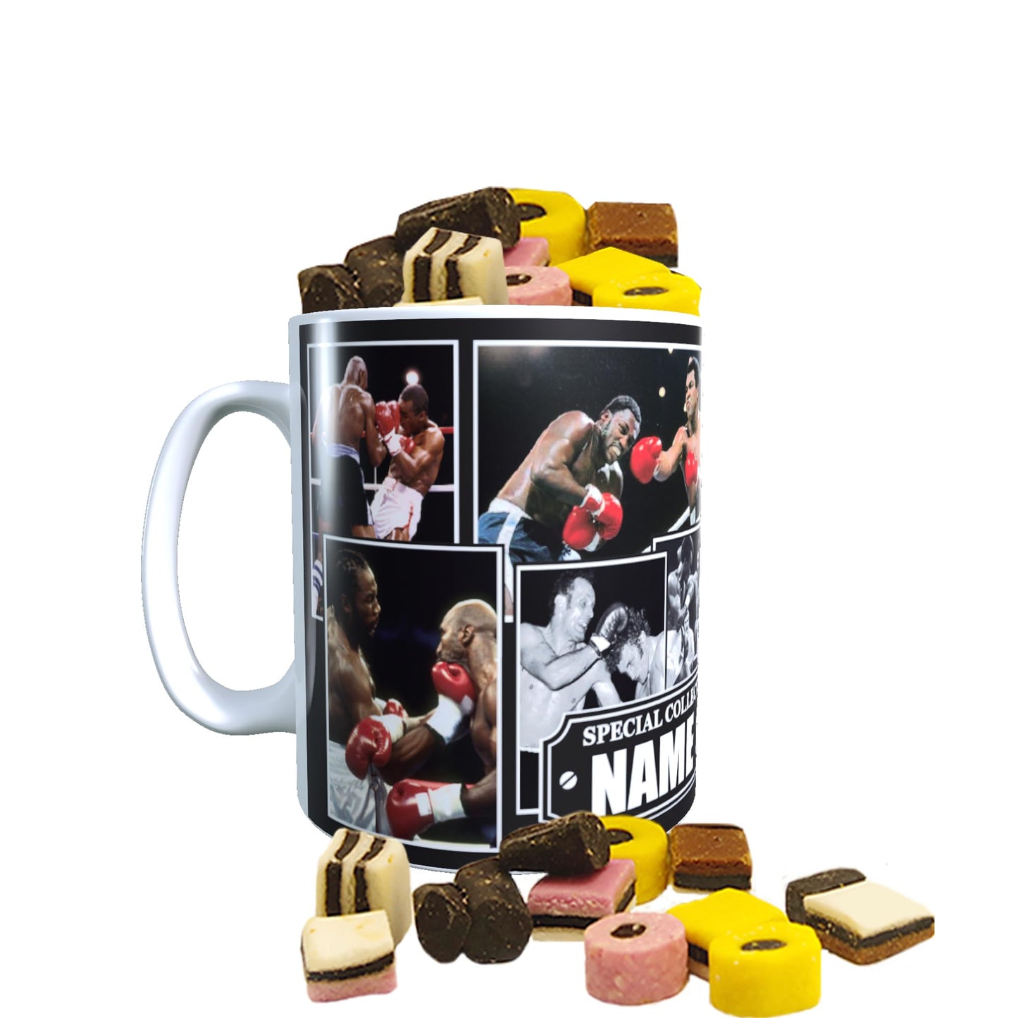 The Greatest Boxing Icon Legends Personalised Ceramic Mug with Choice of Sweets Gift