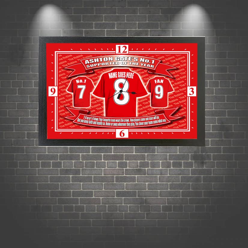 Bristol City Football Shirt Personalised Clock Gift Present