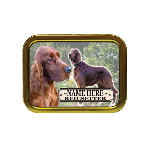 Red Setter Dog Breed Personalised Tobacco Tin & Products Gift Set