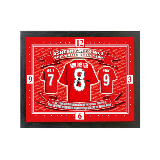 Bristol City Football Shirt Personalised Clock Gift Present