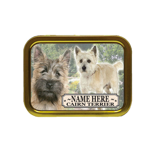 Cairn Terrier Dog Breed Personalised Tobacco Tin & Products Gift Set