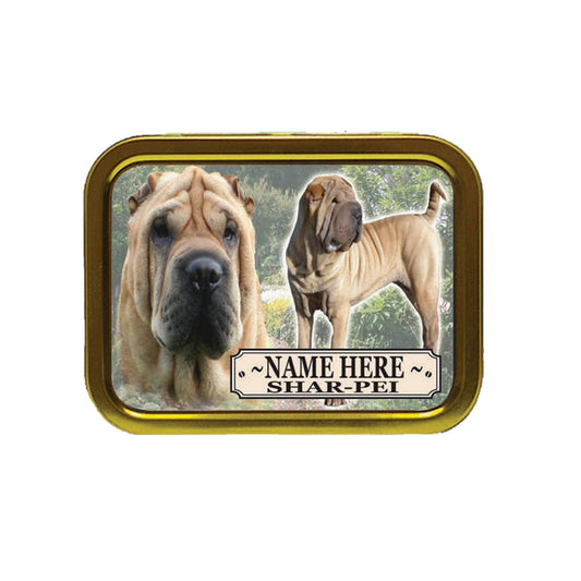 Shar Pei Dog Breed Personalised Tobacco Tin & Products Gift Set